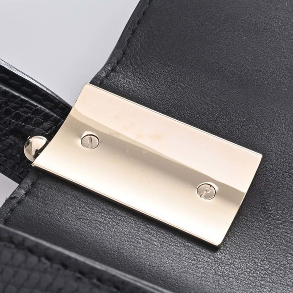 Gucci Leather Embossed Double Handbag Black - Picture 8 of 9